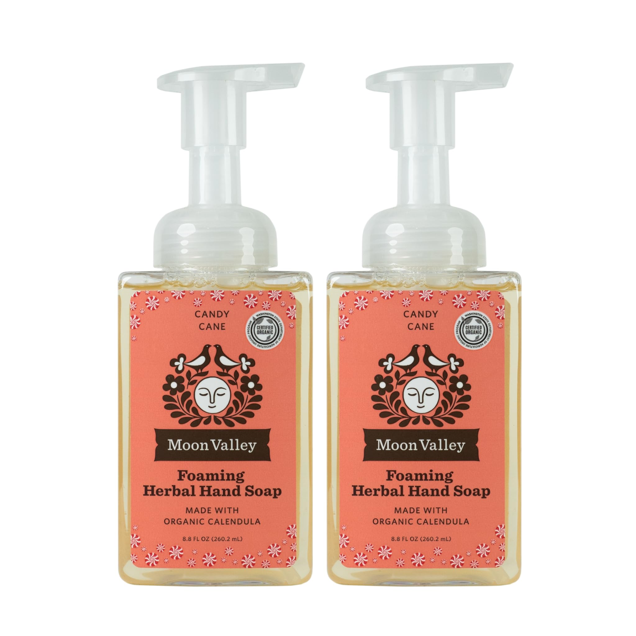 Moon Valley Herbal Foaming Hand Soap, Vegan (Candy Cane, Recyclable Bottle)