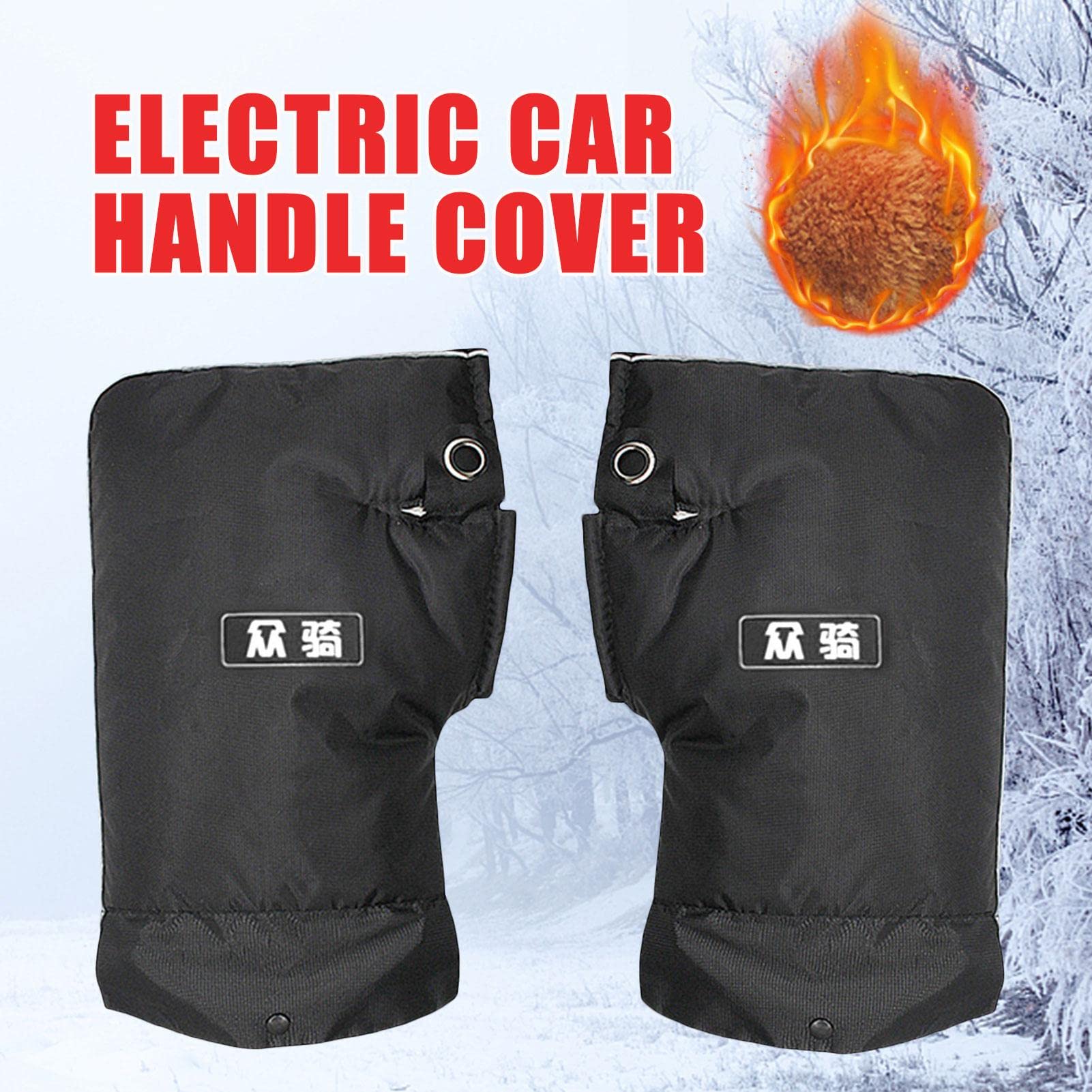 Gants De Guidon Moto Hiver - Imperméables, Coupe-vent, Doublure Polaire, Avec Bandes Réfléchissantes - Pour Scooter, Moto, Vélo