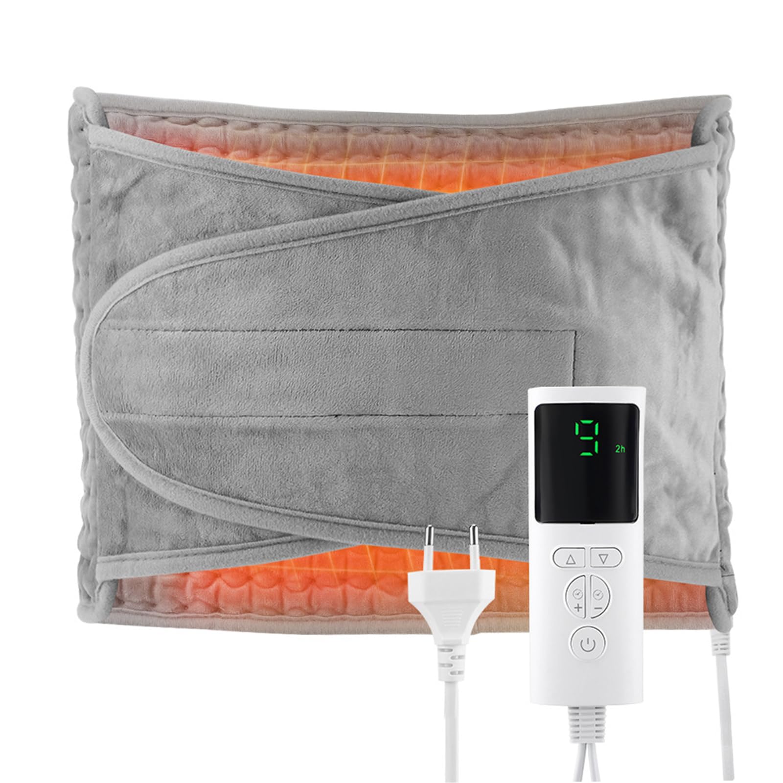 Esterilla Electrica, 120 × 30.5cm Almohadilla Electrica con 9 Niveles de Temperatura y 4 Configuraciones de Tiempo, Heating Pad Calentamiento Rápido para Lumbar/Espalda/Cuello/Hombros (Gris)