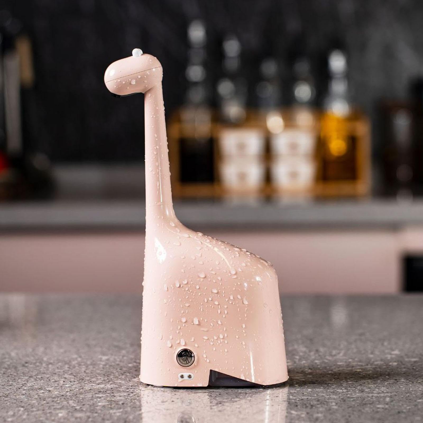 Dispensador de Jabón Automático Sin Contacto, Dispensador de Jabón Espumoso con Forma de Jirafa para Ducha de Baño, Rosa, Individual