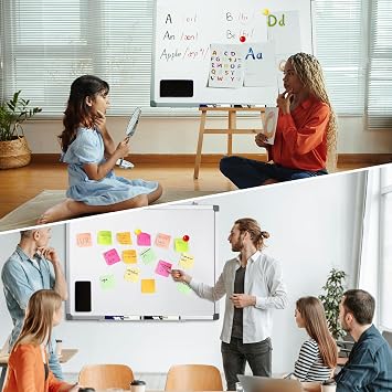M&G Dry Erase Board Magnetic White Board for Wall, 24 x 18 Whiteboard with 2 Markers & 2 Magnets & 1 Eraser, Hanging Whiteboard with Silver Frame for Planning, Drawing, to Do List, Office Use