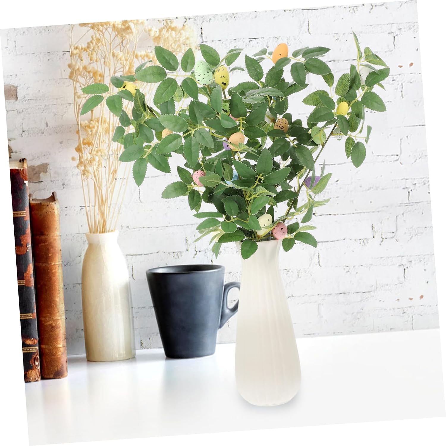5Pcs Artificial Egg Branches Vibrant Twig Picks for Floral Arrangements Versatile Decorations for Home Weddings and Holiday Photography