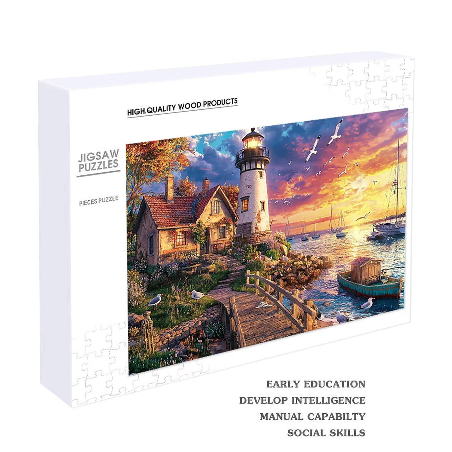 Puzzle para Adultos 3000 Piezas, Faro Puzzle, Difícil, Desafiante, Rompecabezas Encajan Perfectamente, Letras en la Parte Posterior, sin Polvo, Regalo para Personas Mayores 122x80cm s-124