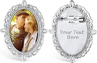 Custom4U Personalisierte Foto Brosche Edelstahl Memorial Broschen & Anstecknadeln für Damen Silber/Gold/Schwarz Anstecknadel Hochzeit Frauen Broschen Clips für Kleidung Modeschmuck Geschenk