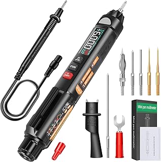 Pen Type Digital Multimeter, AC/DC Voltage Tester, 6000 Counts Current Meter with LED Light, Electrical Tester for NCV, Resistance Capacitance, Diode and Frequency, Zero/Fire Wires Tester