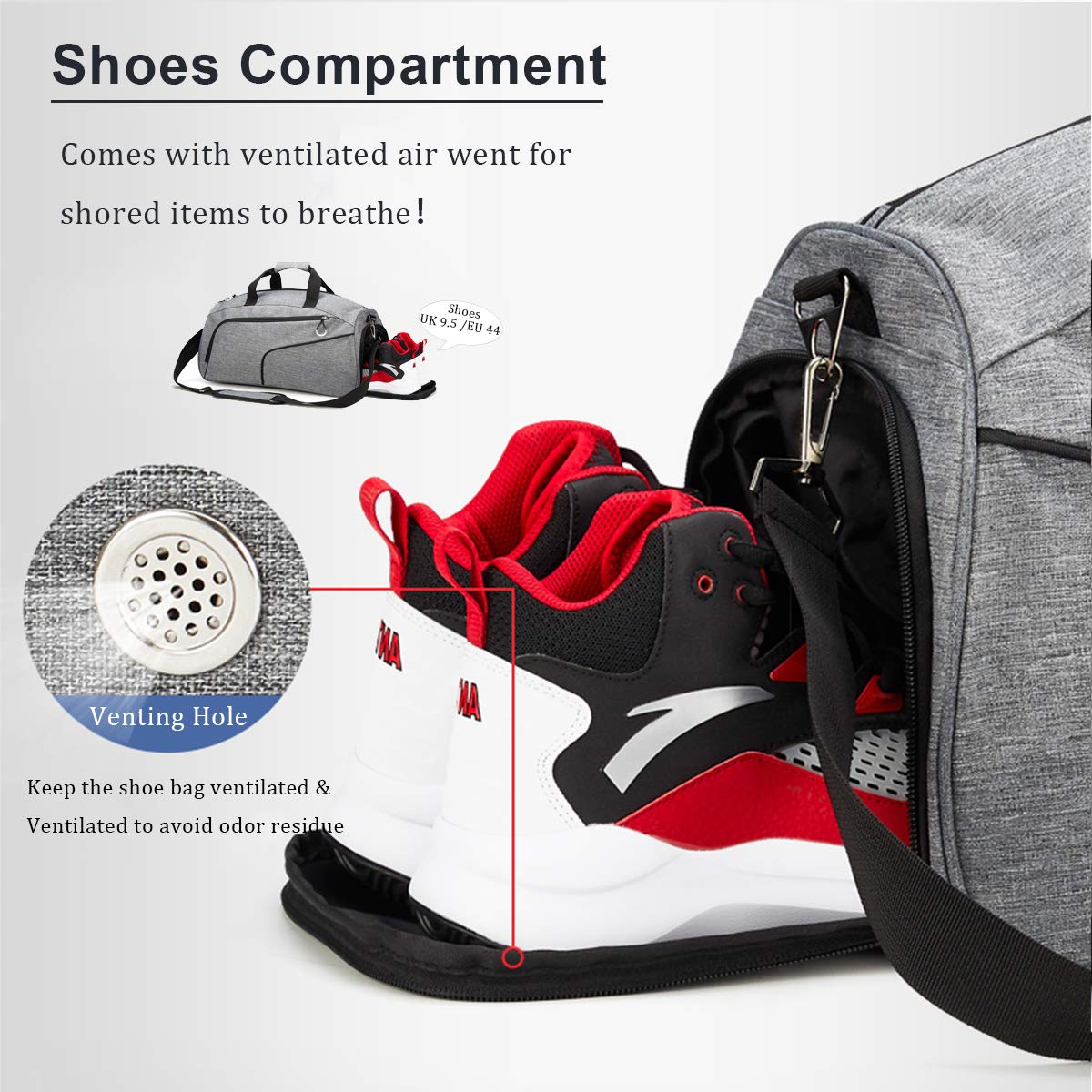 Bolsa de deporte para gimnasio, con compartimento para zapatos, bolsa de viaje impermeable, grande, para entrenamiento, deportes, viajes, vacaciones, fin de semana para hombres y mujeres