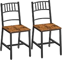 HOOBRO Set of 2 Farmhouse Dining Chairs, Rustic Brown & Black Wooden Seats, Metal Frame, Curved Backrest, Easy Assembly for Kitchen & Living Room BF39CD01