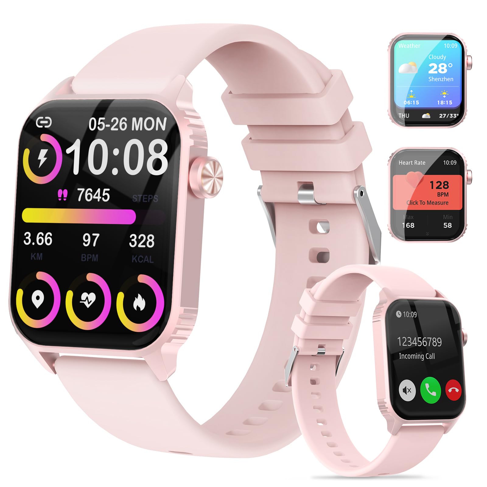 Photo 1 of Smart Watch for Women, 120+ Sports Modes Smartwatch with 1.83" HD, Alexa Built-in, Heart Rate, Sleep Monitor, IP67 Waterproof, Bluetooth Call & Music Control Fitness Watch for iPhone/Android Pink
