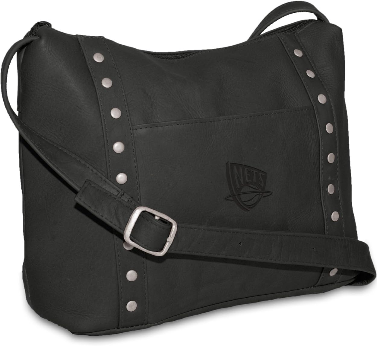 NBA New Jersey Nets Black Leather Women's Mini Top Zip Handbag
