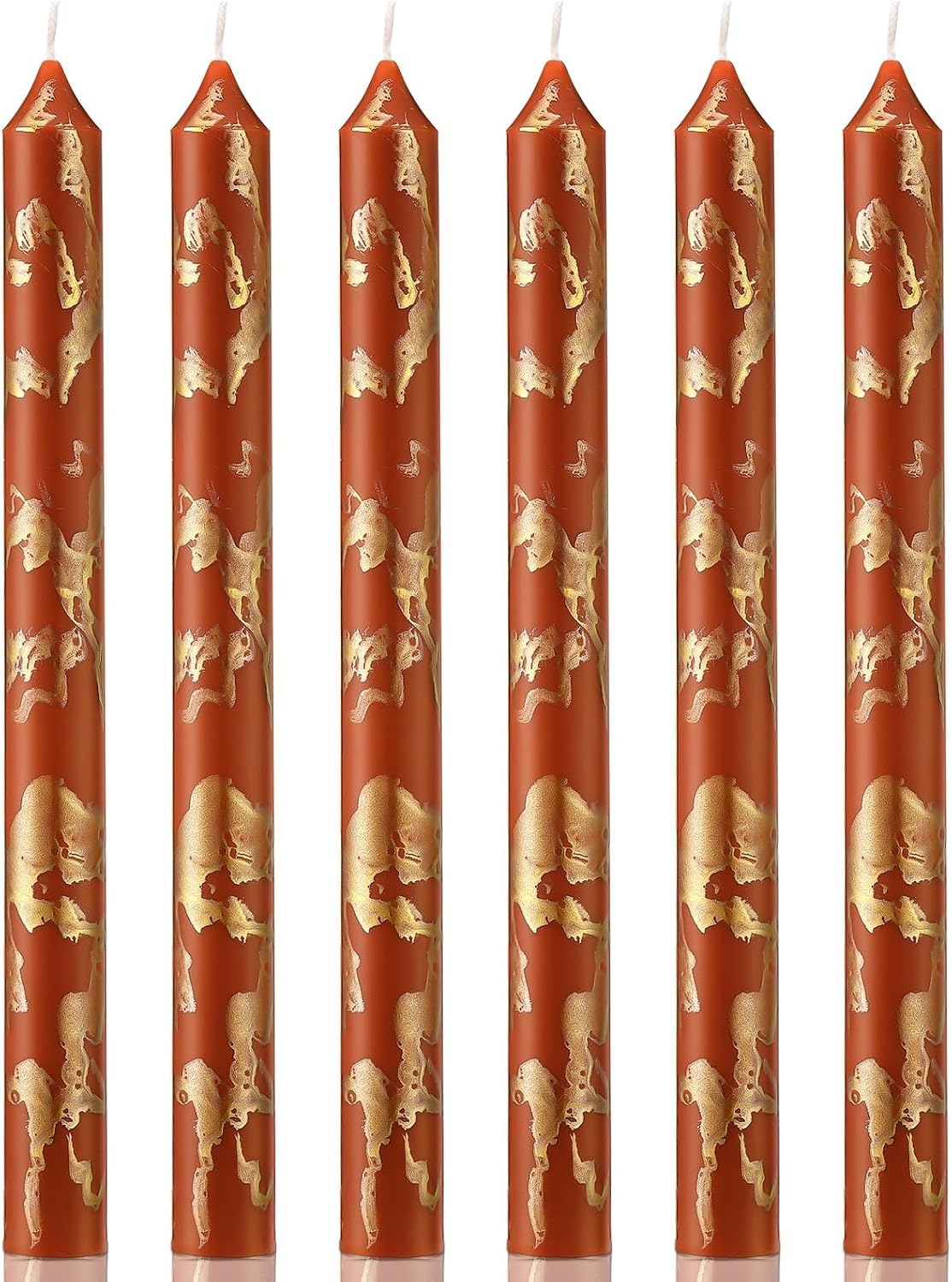 Conelist 6 Pcs White Gold Decorative Taper Candles 10 Inch Unscented Smokeless Handmade Long Burning Tall Taper Candles for Wedding Home Dinner Birthday Holiday Party Decoration