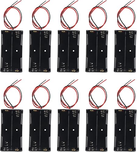 DIANN 10 soportes de batería 18650 2 ranuras 3.7V 18650 soporte de batería 18650 con cables