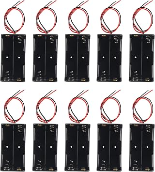DIANN 10pcs 18650 Battery Holder 2 Slots 3.7V 18650 Battery Holder 18650 Battery Holder with Wires