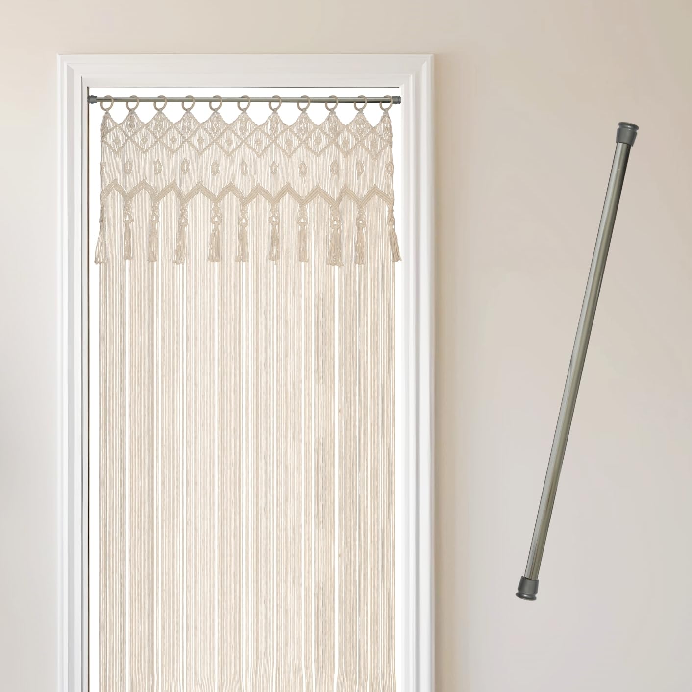 Cozyor Makramee Boho Vorhang Türvorhang Fenstervorhang 132x200cm als Raumteiler, Wandbehang & Deko, für Traubogen, Hochzeit, Wohnzimmer handgemacht