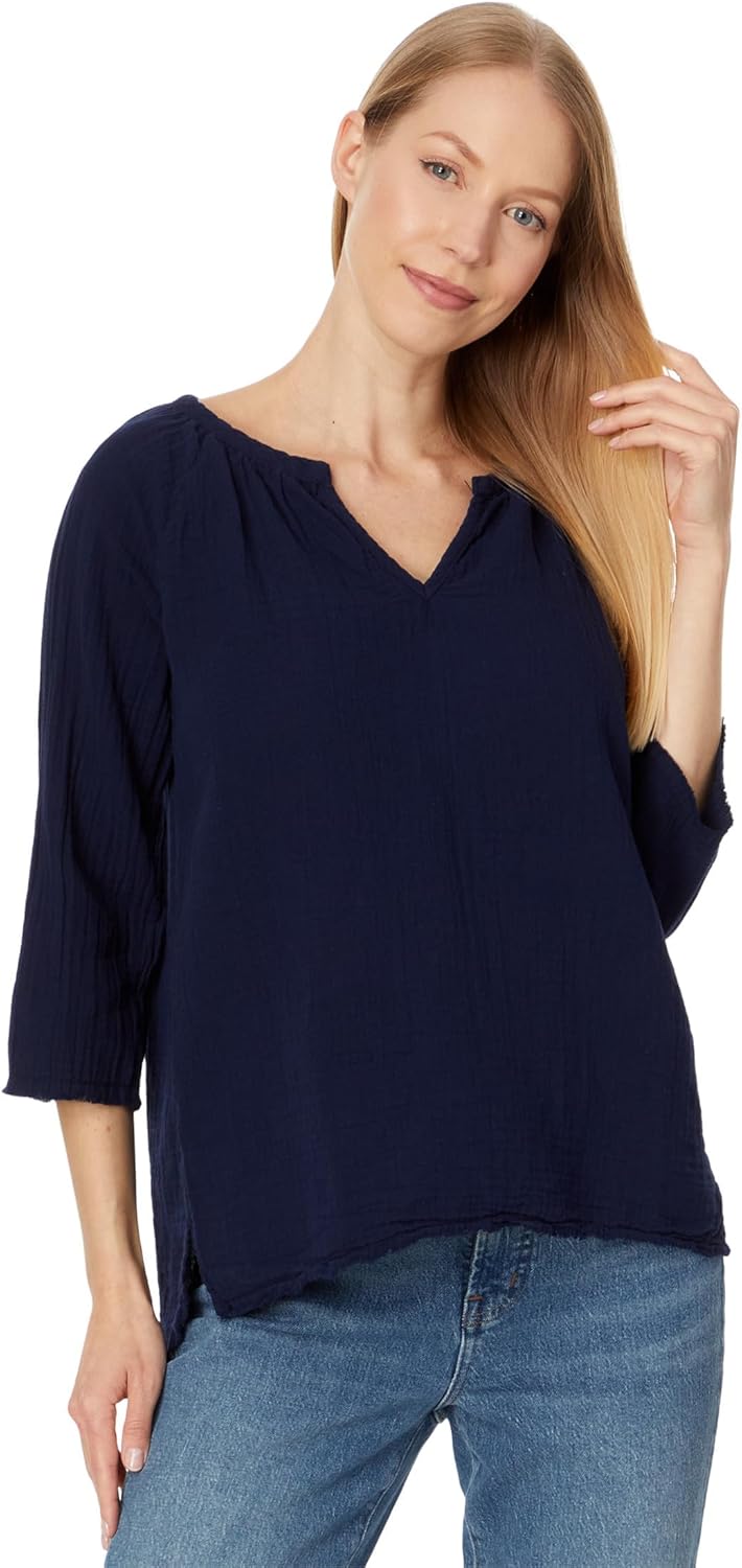 Mod-O-Doc Women's 3/4 Sleeve Split Neck Top