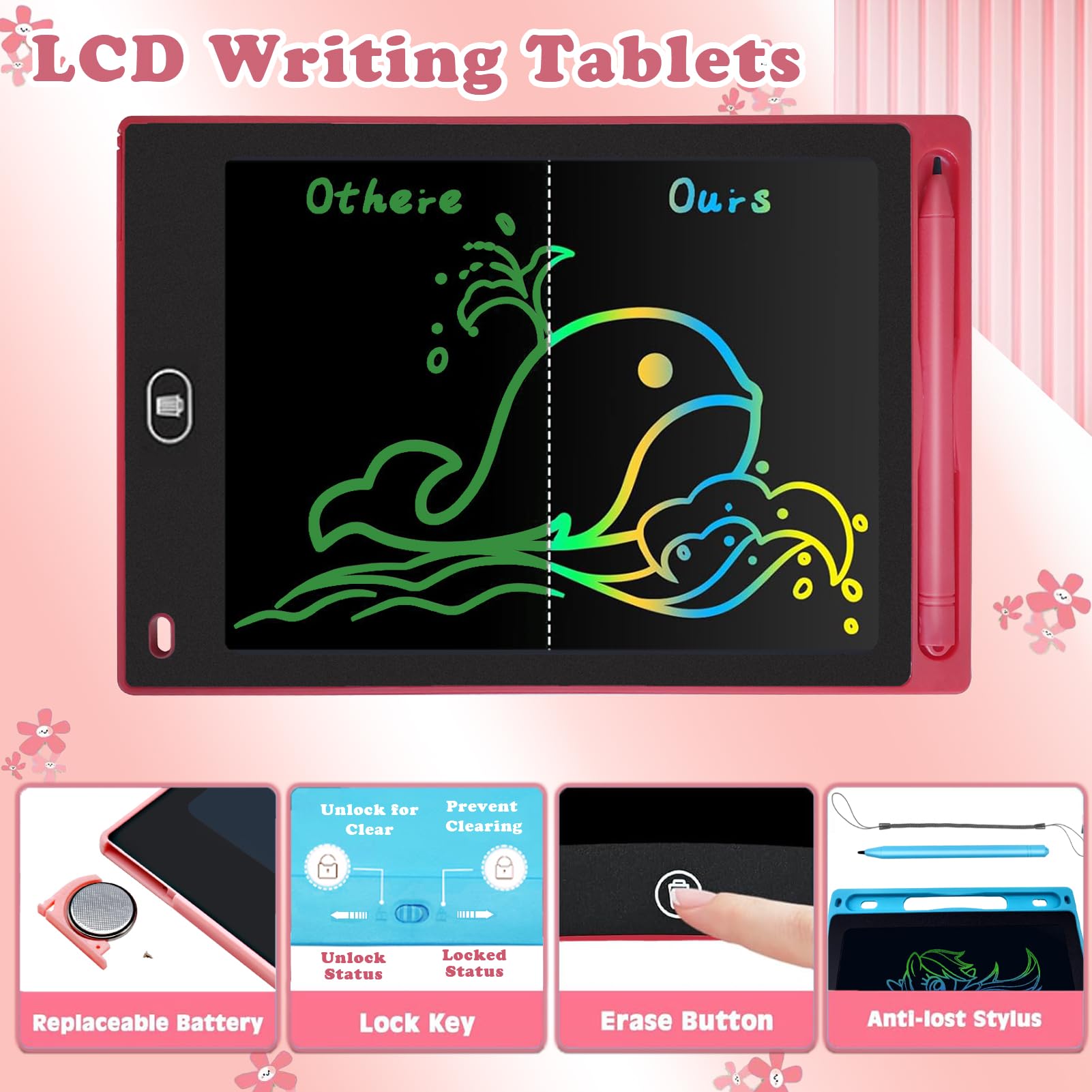 Yidedraw Toys LCD Writing Tablet 4PC 8.5 Inch Colorful Screen Drawing Tablet, Doodle Board for Ages 3-12 Years Old Boys Girls, Electronic Drawing Pad for Kids, Gifts for Christmas & Birthday — view 2