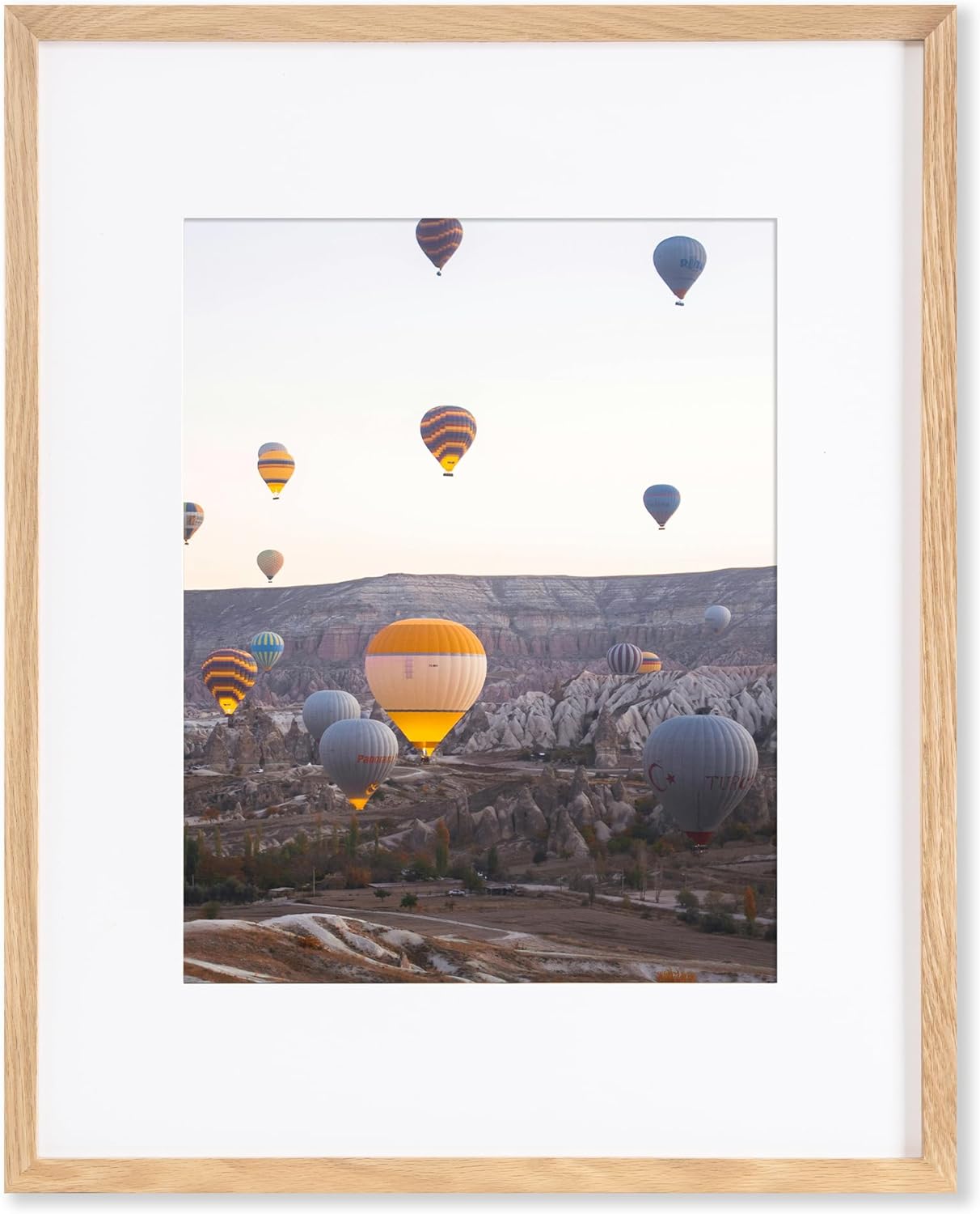 Marsmiles 16x20 Wooden Picture Frame, USA-Sourced Natural Oak Solid Wood Photo Frame with Real Glass for Display Pictures 11x14 with Mat or 16x20 without Mat, Natural, 1 Pack