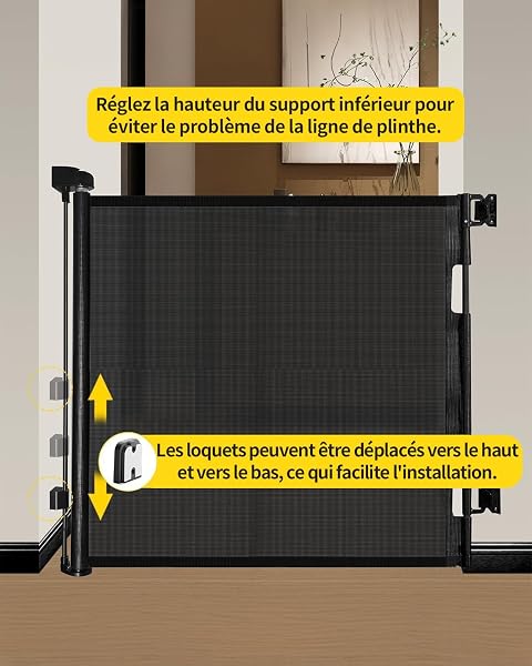 Patywaga Barriere de Securite Enfant bebe Extensible Retractable 0-140cm - Barrière Escalier Enfant et Chien pour Intérieur/Extérieur, Couloirs(Noir) - 3