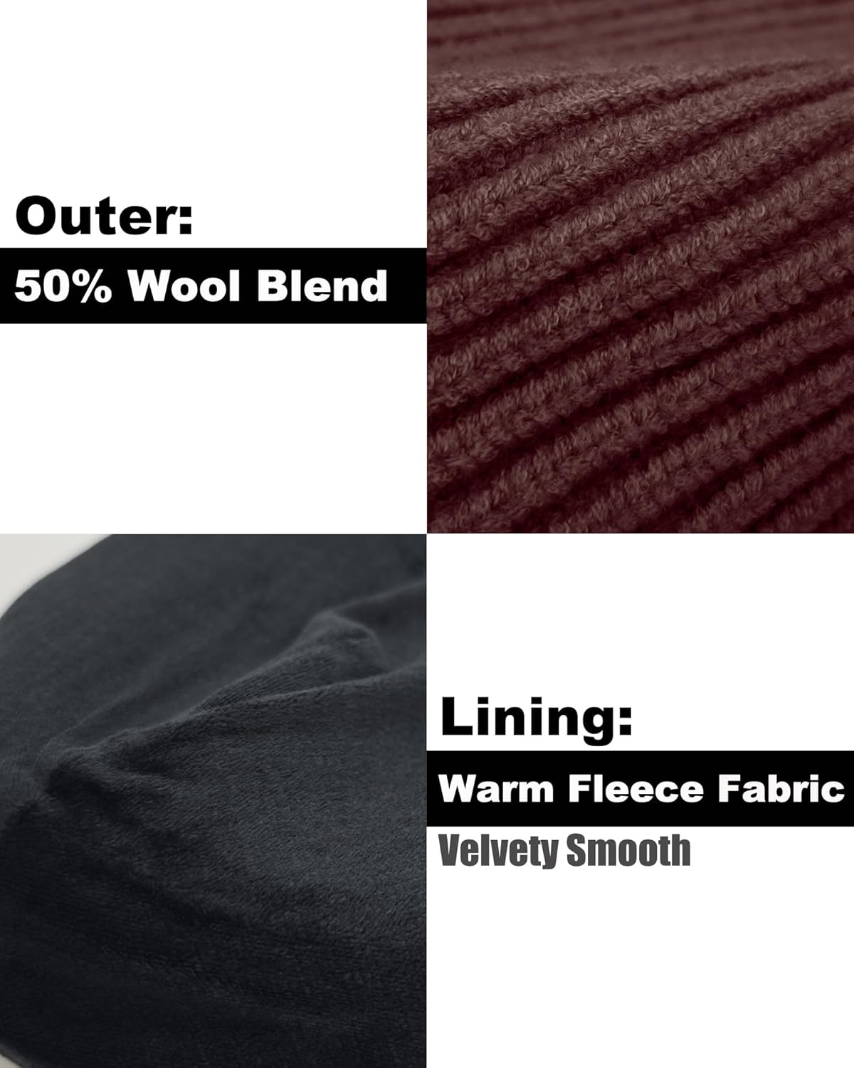 ROYBENS Swag Wool Short Fisherman Beanie for Men Women, Fleece Lined Warm Winter Hat, Knit Cuff Trawler Beanies Skull Cap - Image 6