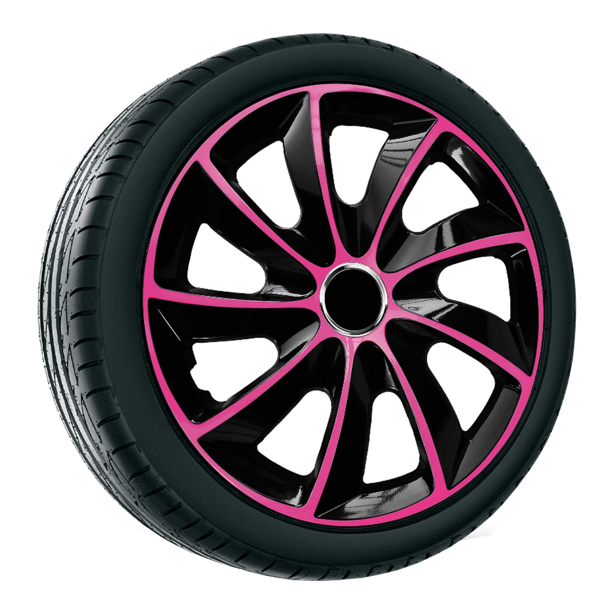 Copricerchi STIG EXTRA nero/rosa, set da 4 pezzi