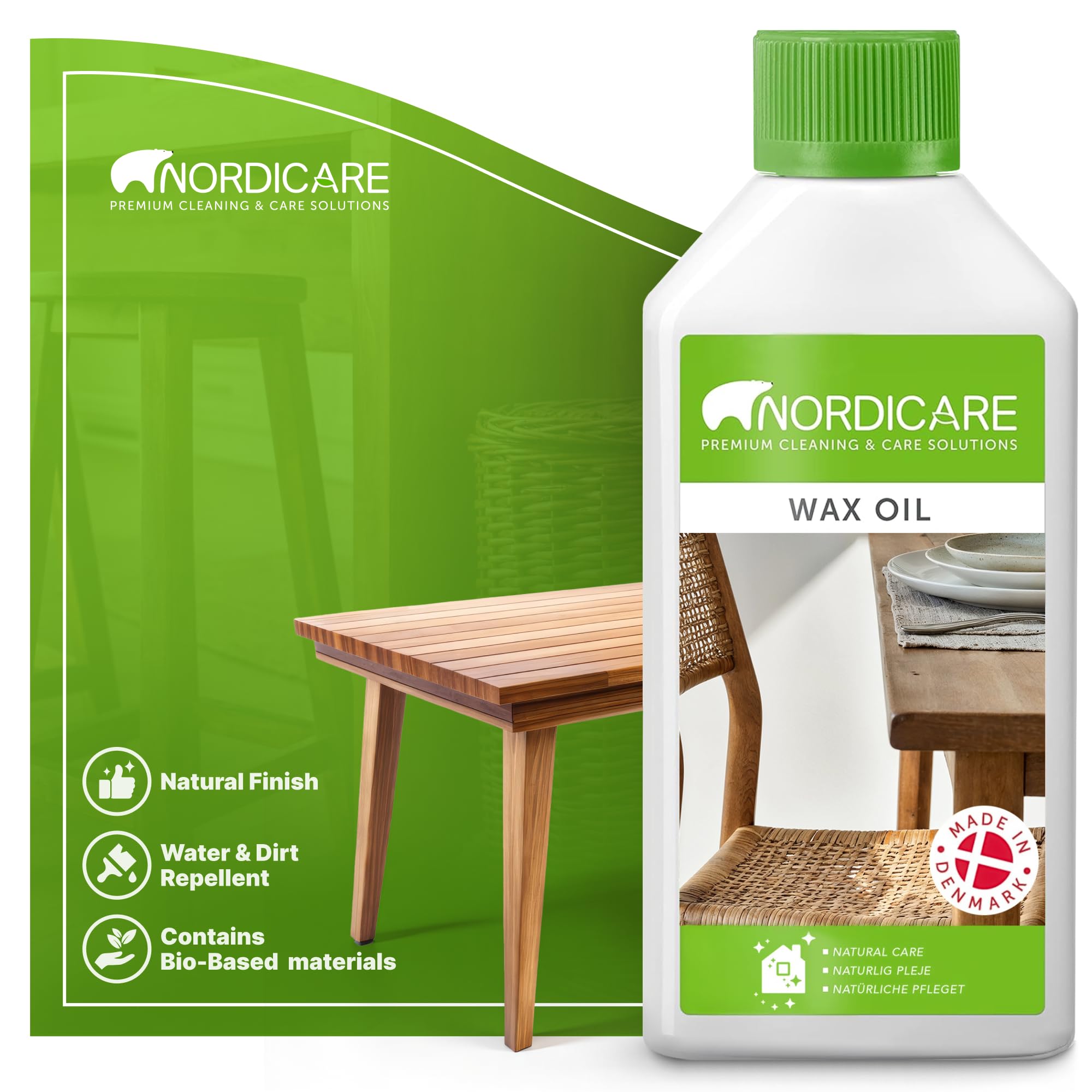Nordicare Dark Hard Wax Oil - Colourless Wood Finish - Wood Wax Oil For Various Types Of Wood (Walnut, Oak, Mahogany, Teak, Cherry And Others) - Made In Denmark (500 Ml)