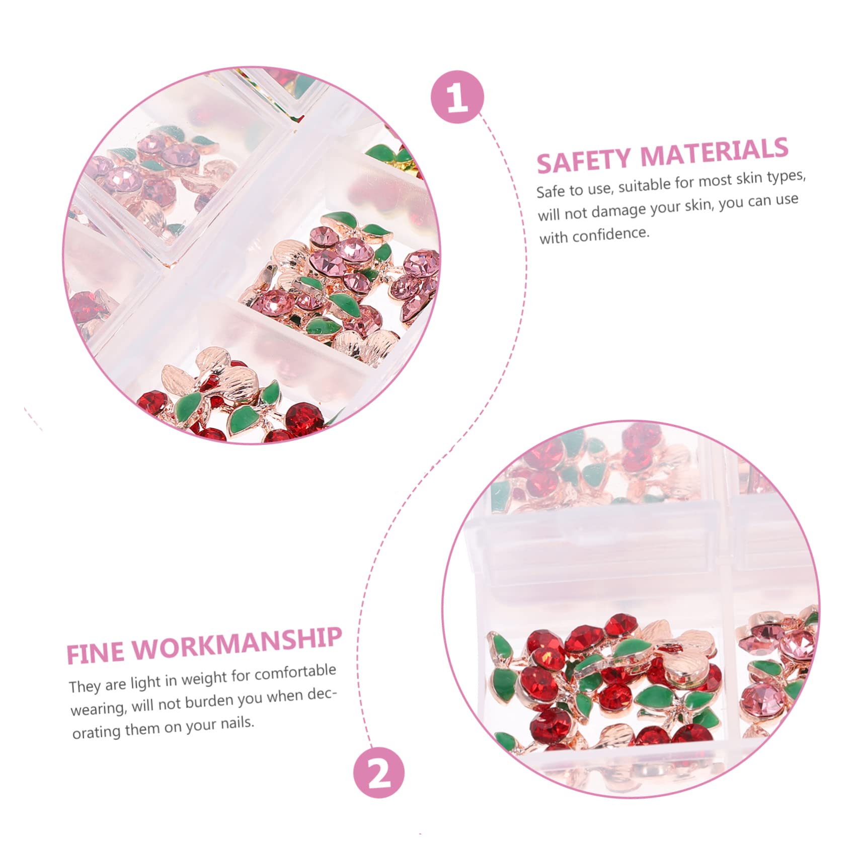 Mipcase 300pezzi Charms Per Unghie Con Ciliegie e Strass Decorazioni Per Nail Art Accessori Eleganti Per Donne e Fai Da Te Per Unghie e Crafting