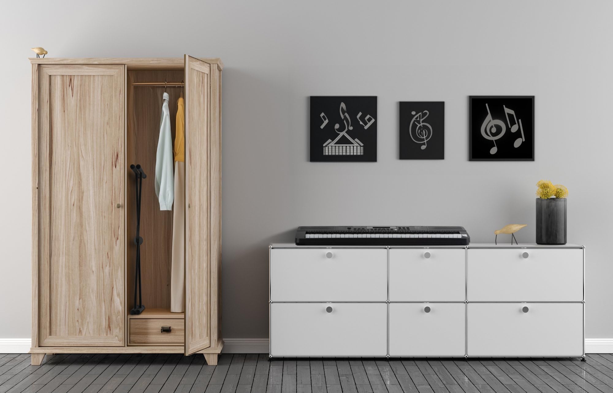 Classic Cantabile KS-100 Support Double Pour Claviers - Support Clavier Réglable en Hauteur Double - Support Avec Capacité De Charge De 25 kg Par Niveau - Connexion Pour Bras Micro - Noir