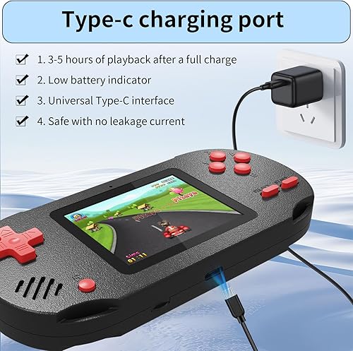 Miniatura 6 de Consola de juegos portátil para niños, 300 juegos integrados, incluyendo 137 títulos clásicos de 16 bits. Cuenta con una pantalla grande de 3.0