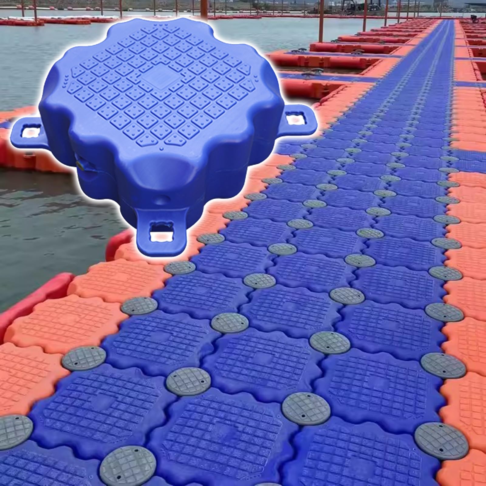 plataforma flotante para pescar Pontones acuáticos de alta capacidad de carga, Kit de muelle flotante portátil/balsas de pesca, Muelle flotante antideslizante de HDPE para escenarios acuáticos(Blue,S(