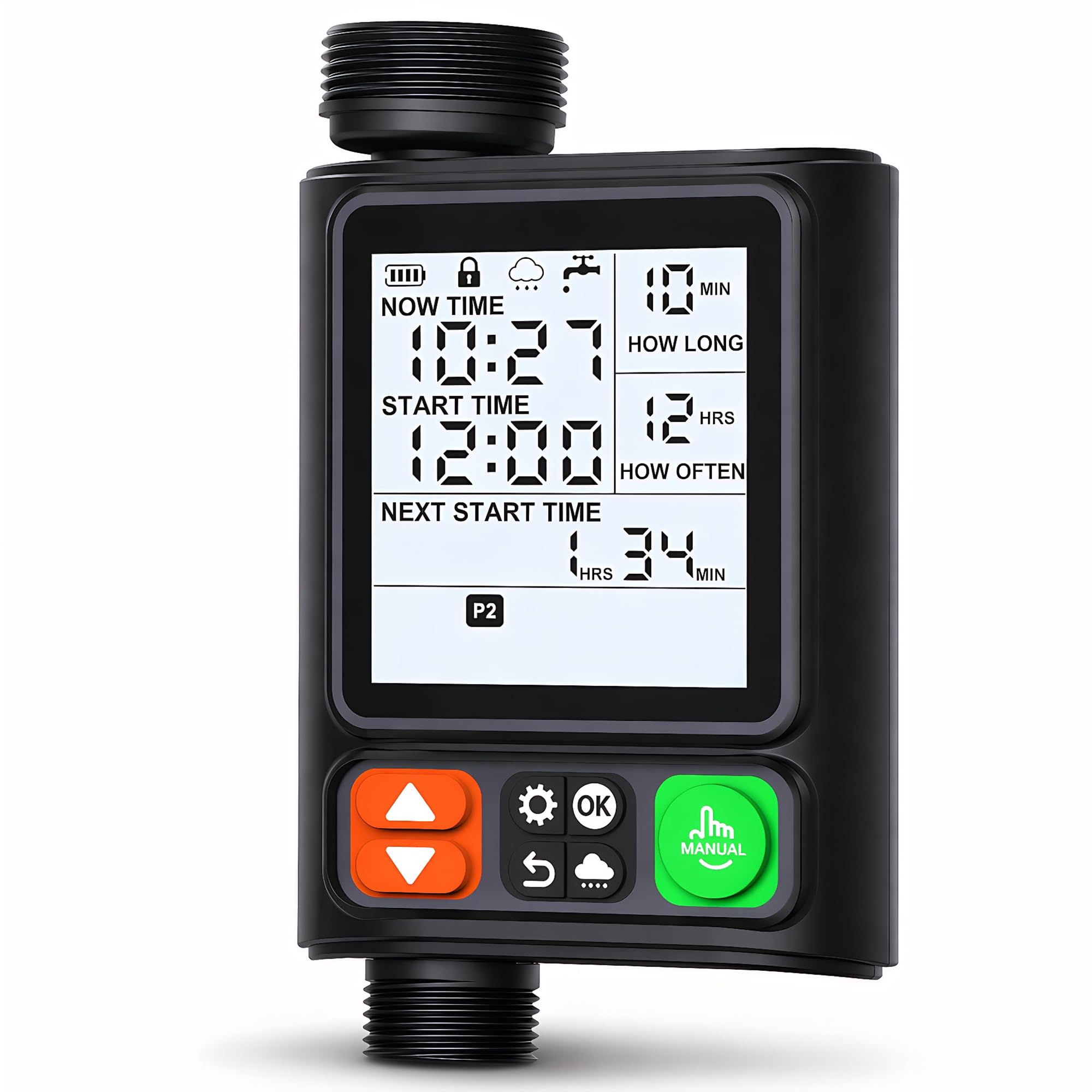 Photo 1 of ***MISSING ADAPTER*** CUXICHUXINXI Sprinkler Timer for Garden Hose,10 Independent Watering Programs,Automatic Rain Delay,Outdoor Faucet Water Timer with Manual Mode,3.3" LCD Display,IP54 Waterproof for Lawn Yard Irrigation