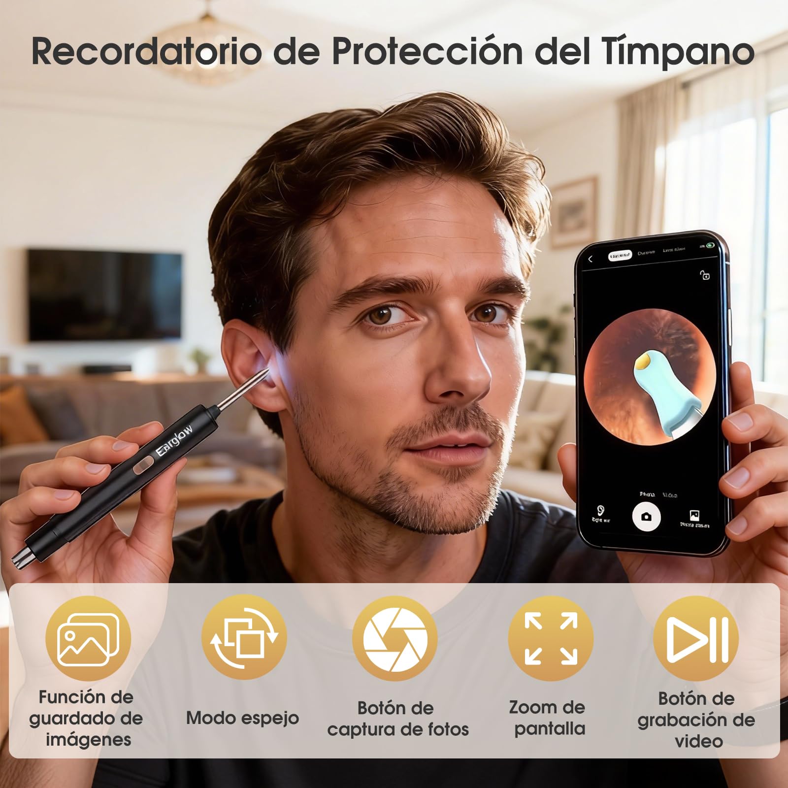Otoscopio y Cortapelos Nariz 2 en 1 Kit, Limpiador de Oidos Cera con Camara 1080P HD Wifi, Eliminar Cera del Oído y Recortar el Vello Nasal Compatible iOS y Android