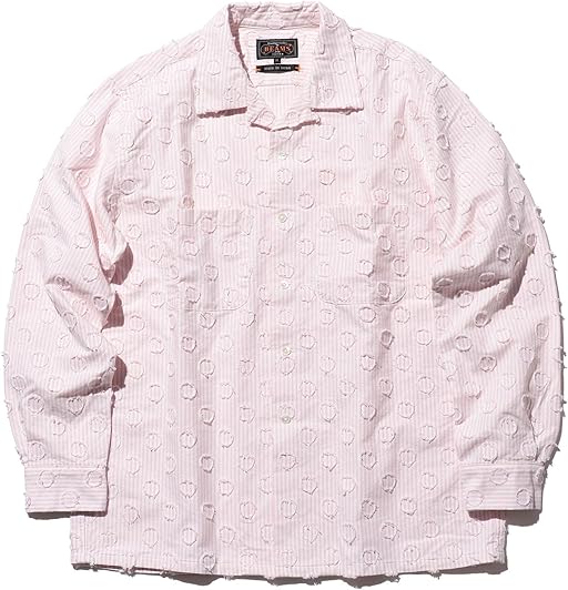 Burnout Dot Candy Stripe Camp Collar Shirt 38-11-1661-139 38111661139: Pink Burnout Dot Candy Stripe Camp Collar Shirt 38-11-1661-139 38111661139: Pink