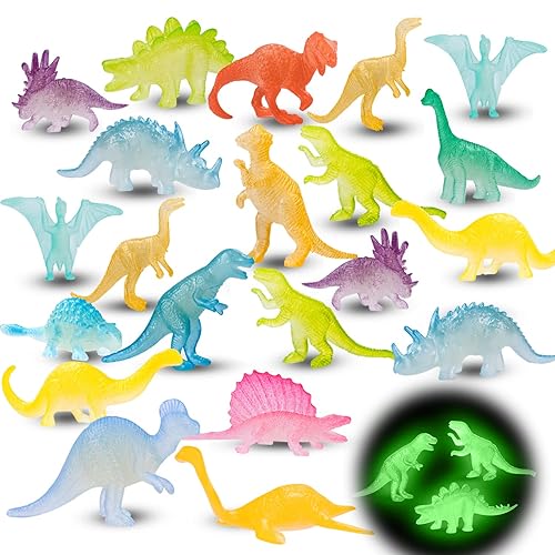 48Pcs Glow in Dark Mini Dinosaur Figures Kids Valentines Day