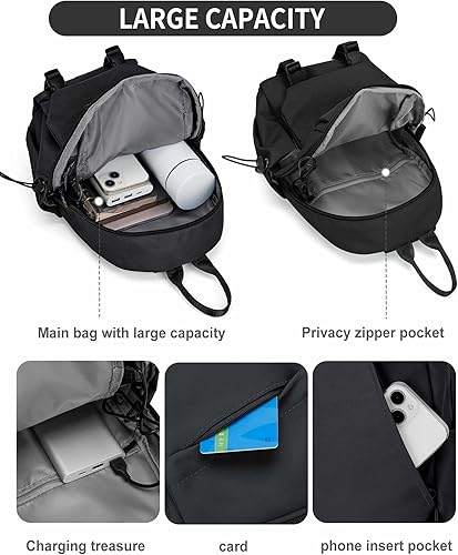 Miniatura 4 de Black Sling Bag for Men Women, Mini Anti Theft One Strap Motorcycle Sling Backpack, Small Sling Chest Bag Daypack Crossbody Backpack for Casual