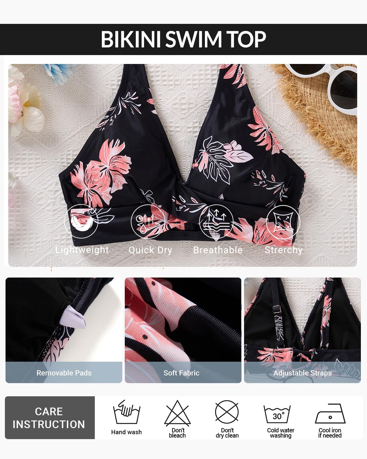 Aqua Eve Women Full Coverage Bikini Top No Bottom Push up Swimsuits Top Sport Bra Bathing Suits Tops - Image 6