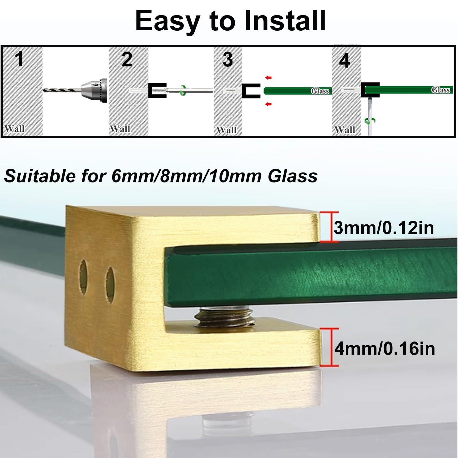 Shower Door Clips - No Drill Installation -3 Shower Door Clips - No Drill Installation -3