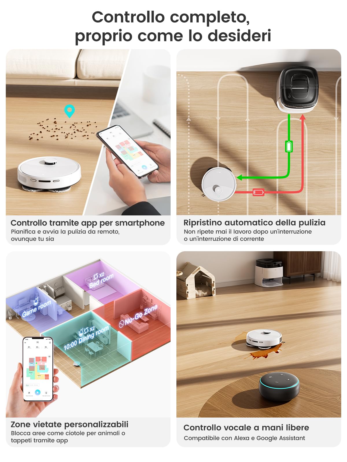 Lefant M3 Robot Aspirapolvere Lavapavimenti con Mappatura, 12000Pa, Svuotamento Riempimento, Lavaggio e Asciugatura Automatici, Laser dTOF, Evitamento Degli Ostacoli PSD, Compatibile Wi-Fi 2.4G e 5G