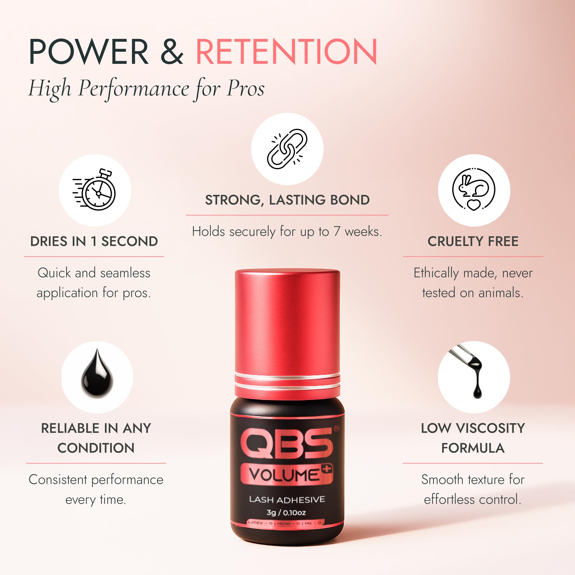 Colle Volume Plus QBS Pour Extensions Cils Russes - Noir - Sans Formaldéhyde, Réutilisable