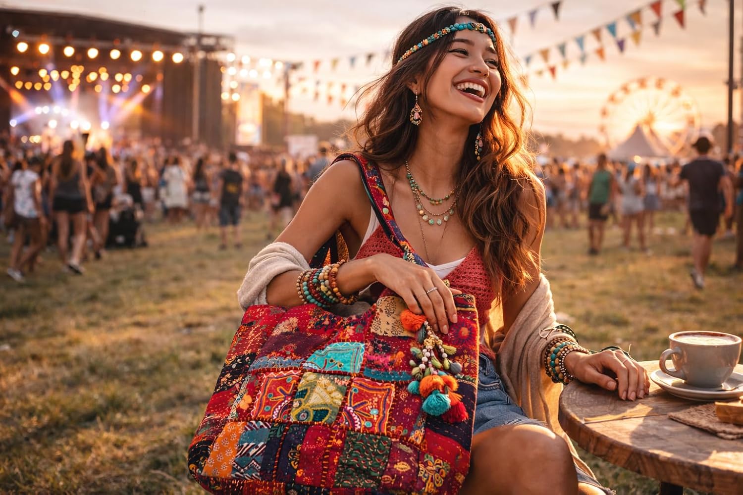 Tribe Azure Fair Trade Women's Cotton Shoulder-Handbags