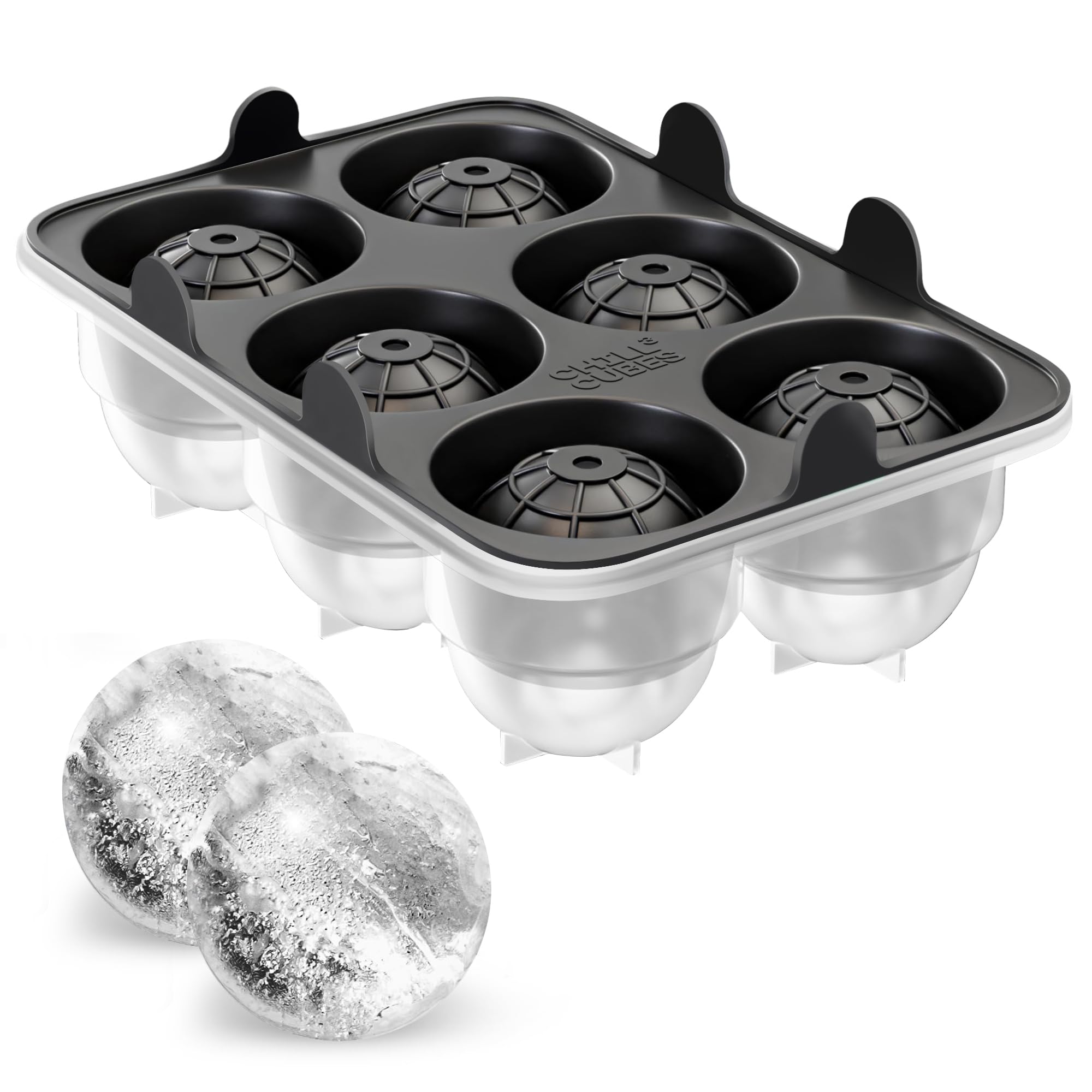 Large Round Ice Cube Tray, Silicone Ice Ball Mold for Chilly Drinks, Perfect for Whiskey Ice Mold, for Cocktails - BPA-Free