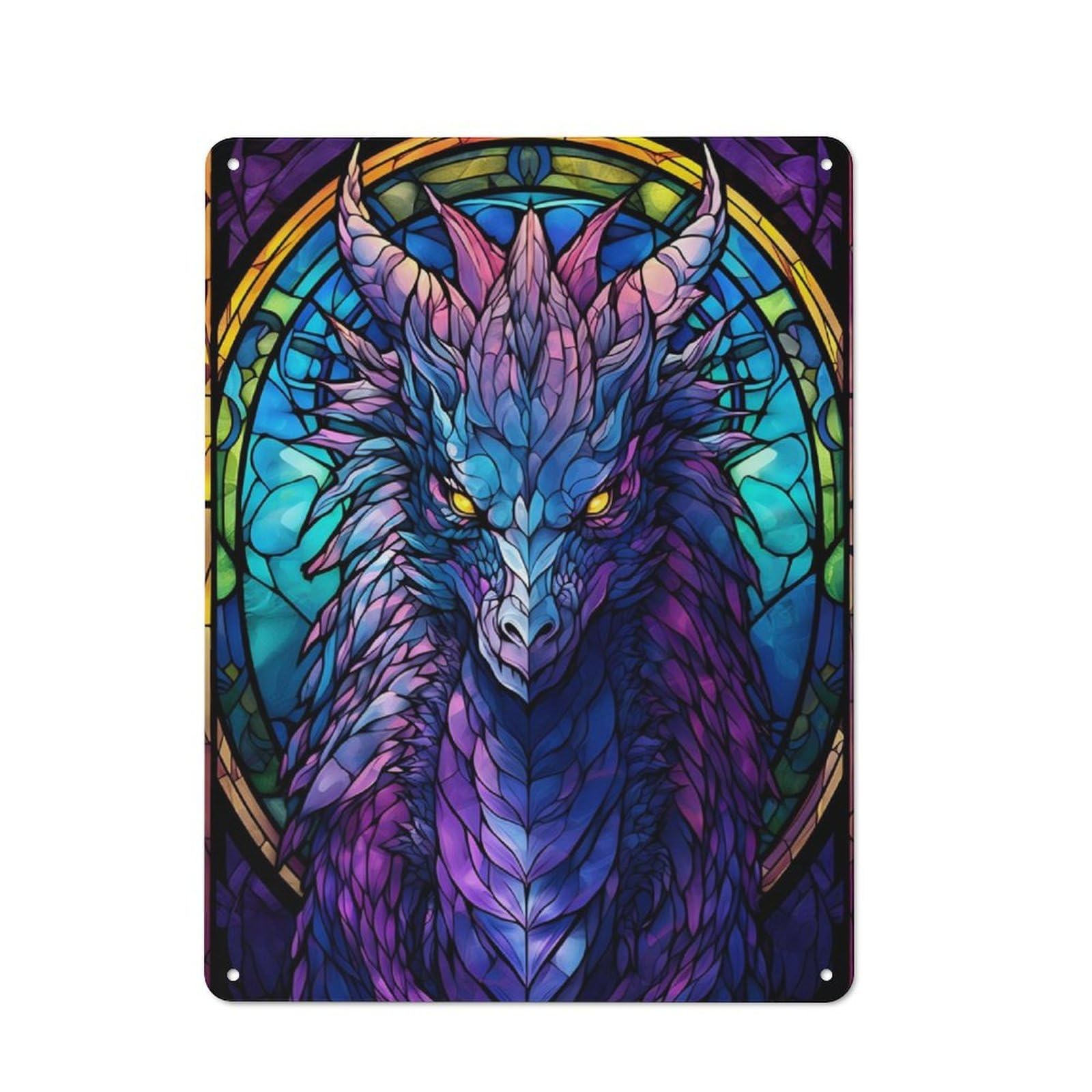 Junmoney Purple Seraphon Dragon Retro Tin Sign 40X30cm For Man Cave Or Games Room, For Collectors Decorating Games Rooms And Man Caves