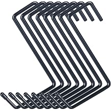 DINGEE Heavy Duty 8 Pack Vinyl Coated Hooks for Hanging and Organizing, Large Ladder Hooks, Garage Bike and Tool Hanger, Black