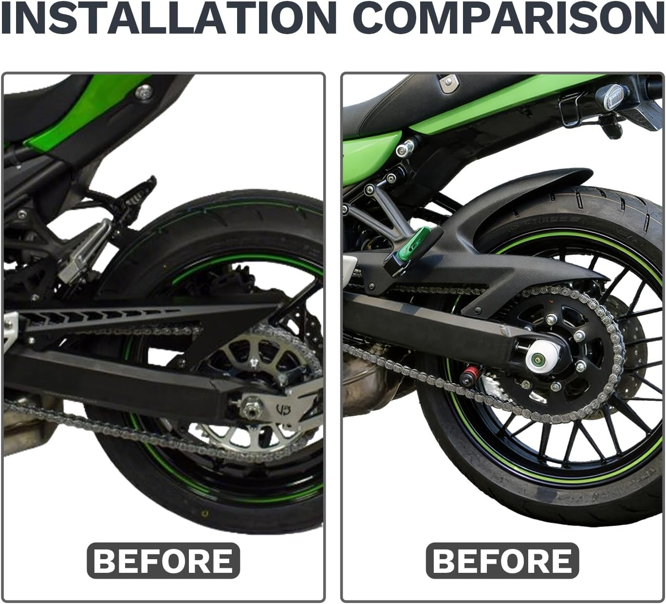 Motorcycle Mudguard Extender Extension Replacement for Kawasaki Z900 Z900RS 2018-2025 Rear Mudguards Splash Guard (Type A)