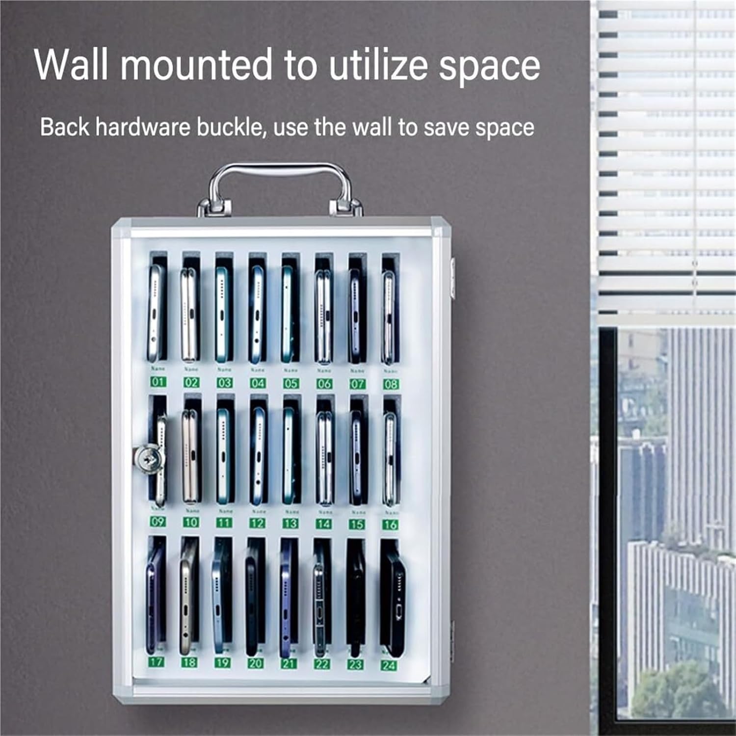 Mobile Phone Storage Box Transparent Acrylic Mobile Phone Security Locker with Key,60-Slot Cell Phone Locker Cabinet for Classrooms, Offices & Exam Rooms - Secure Cell Phone Storage Box, SIL