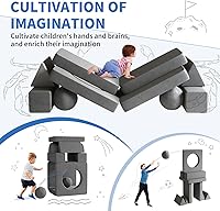 Vista 3 de 12 sofás modulares de juego para niños con 2 bolas y túnel, sofás de juego para niños pequeños para sala de juegos, sofás modulares para juego