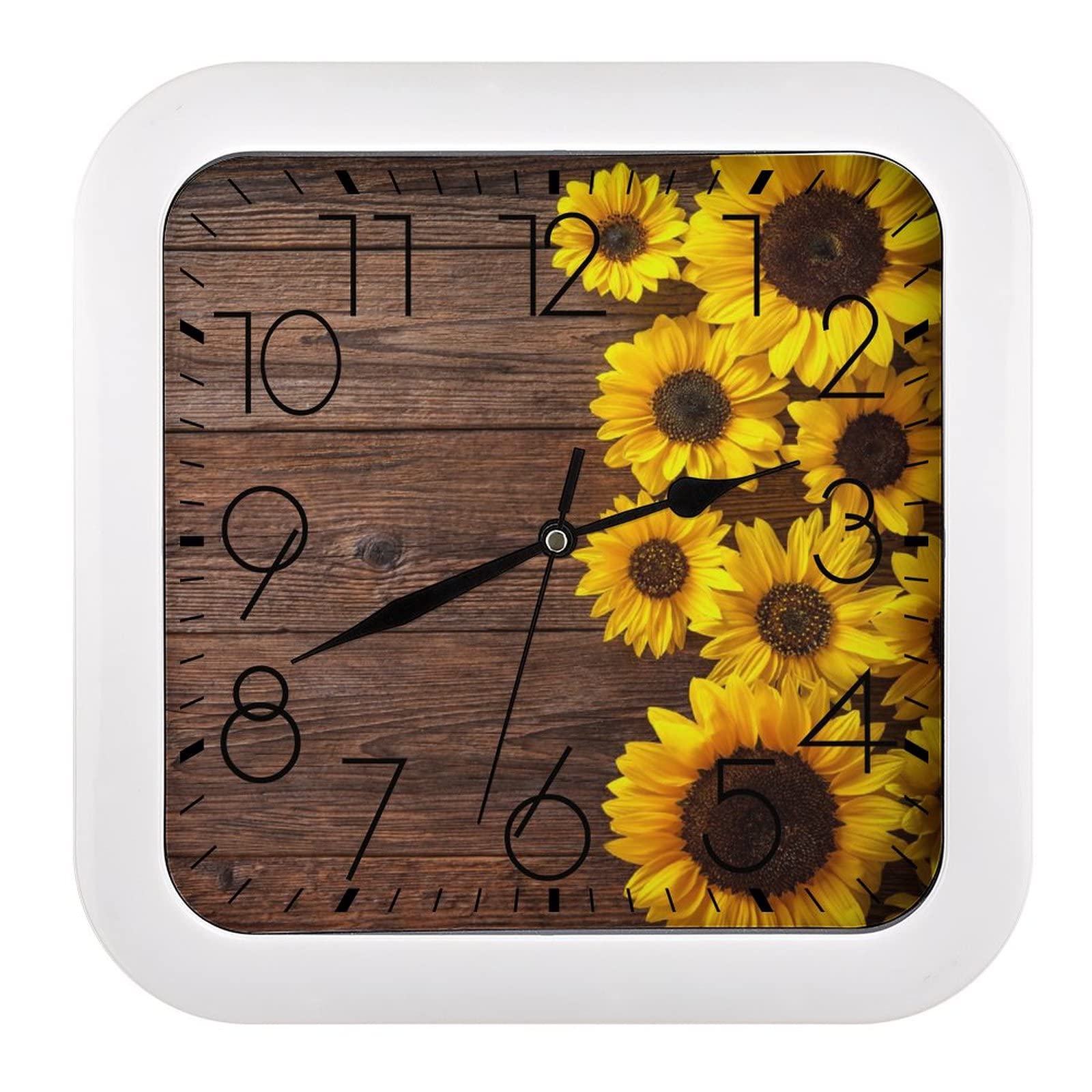 Pendule murale bois tournesols 26cm pour déco moderne maison