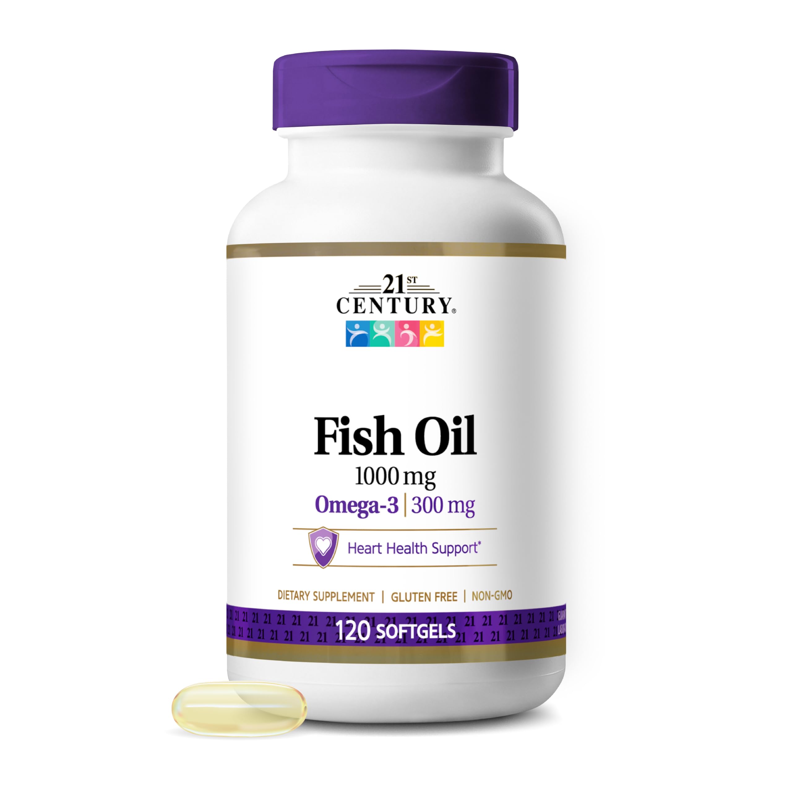 21st Century Fish Oil 1000mg Omega-3 Softgels, Mercury-Filtered, 120ct 120 Count (Pack of 1)