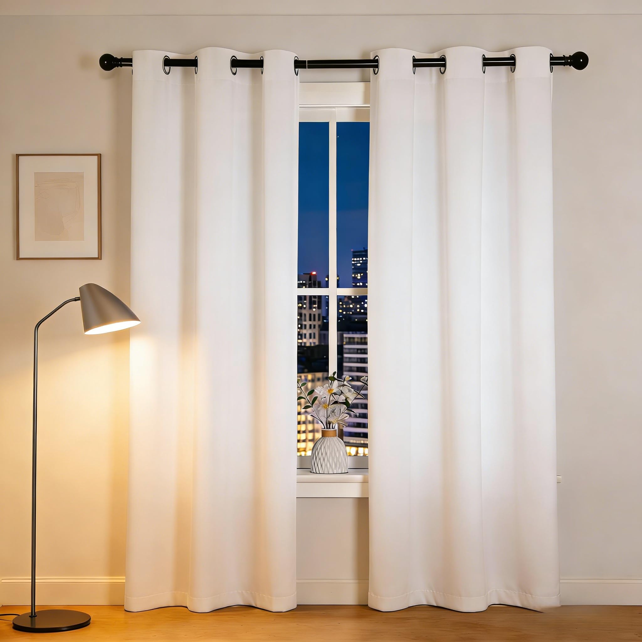 Verdunklungsvorhänge 180 x 200 cm 100% Blickdicht Thermo Vorhänge Blickdicht mit Ösen, Dicker Stoff, Lärmschutz, Waschbar für Schlafzimmer Wohnzimmer, Weiß