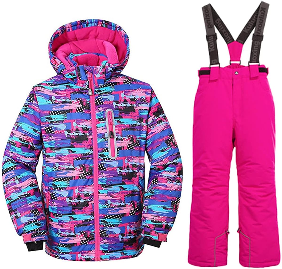 Girls Boys Kids Winter Warm Outdoor Mountain Waterproof Windproof Snowboarding Skiing Jackets+ Ski Bib Pants Overalls Set : Clothing, Shoes & Jewelry