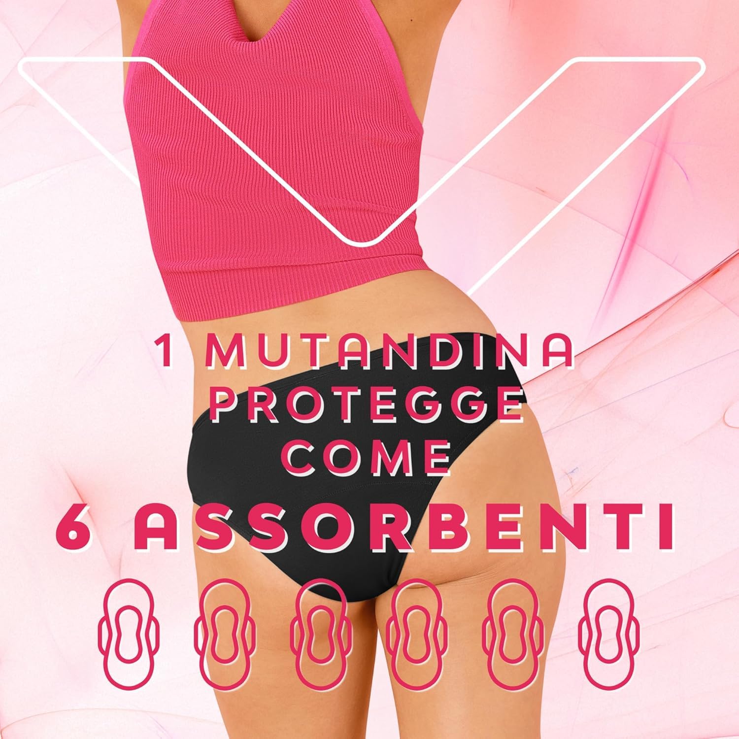 Nuvenia, Mutandine Mestruali in Cotone Biologico, Modello Slip Brazilian, Lavabili e riutilizzabili con Protezione Integrata per Giorno e Notte, Flusso Abbondante, 1 Confezione