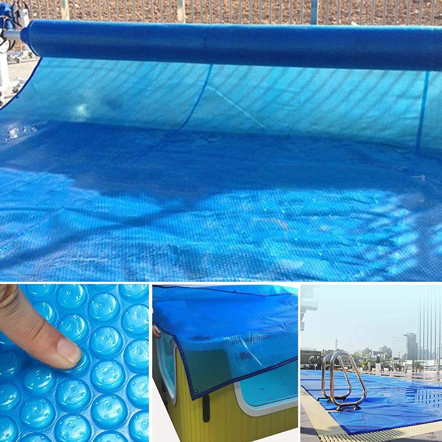 Cobertor Solar para Piscina 4x5 m, Lámina Térmica Flotante con Protección,One Color,3m x 4m(10ftx13ft)